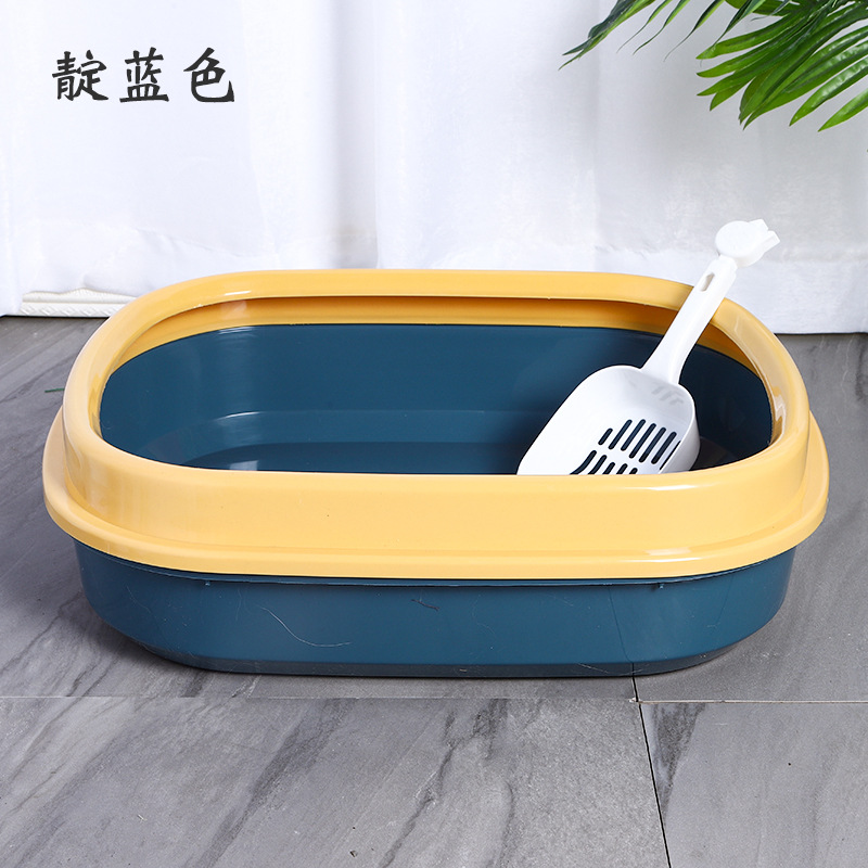 Personalizable alto borde con pala de arena para gatos anti-splash semi-cerrado lavabo de arena para gatos desmontable lavabo de arena para gatos mascotas