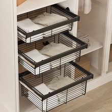 衣柜拉篮抽屉式内置伸缩裤架衣帽间推拉收纳筐分层改造五金配件