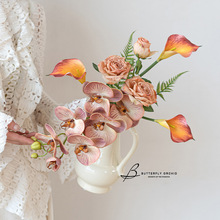 设计款蝴蝶兰把束套装花束客厅假花仿真花摆件酒店前台茶几装饰花