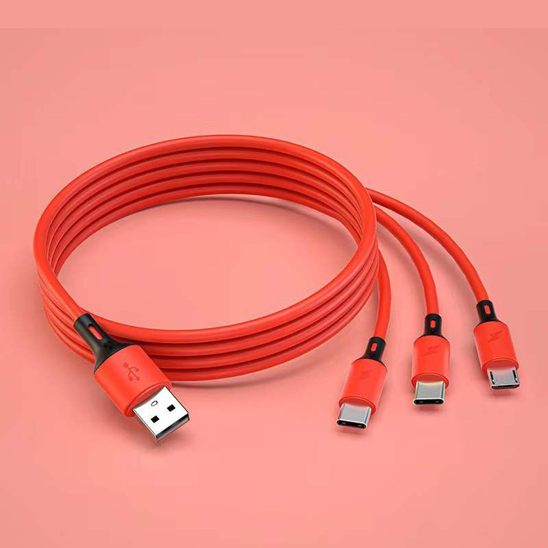 液体シリコーン 1 対 3 携帯電話データケーブル Android Typec スリーインワン充電ギフトに適しており、在庫から入手可能です|undefined