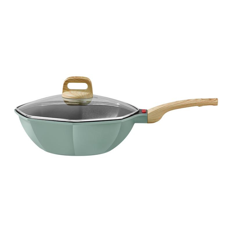 Pot,Wok,Medical Stone Non-stick Pot,Internet Celebrity Diamond Octagonal Pot,Household Flat-bottomed Low-smoke Cooking Pot