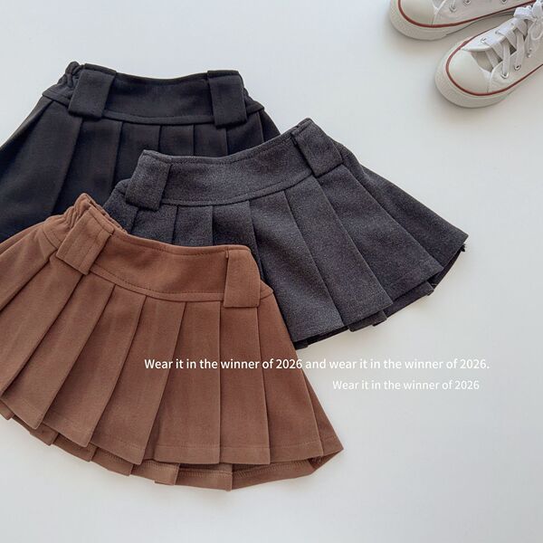 Children's demi-season woolen pleated skirt