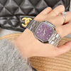 Square steel belt, purple swiss watch, small light watch, calendar