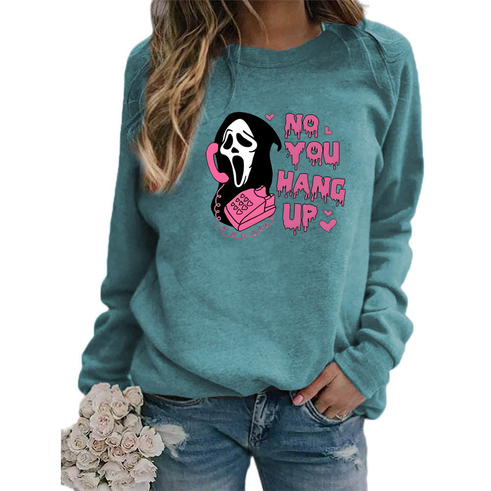 Halloween no te cuelgan impreso cuello redondo superior suéter de las mujeres de tamaño más europeo de comercio exterior transfronterizo