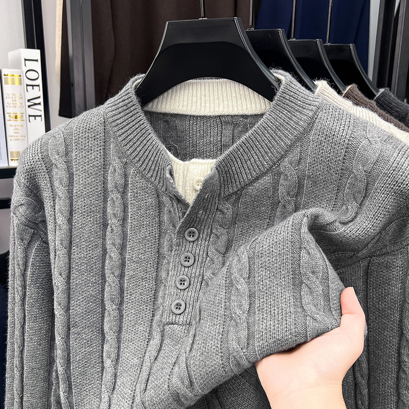 Autumn and winter American-style casual men's knitted sweater, trendy men's casual designer loose-fitting, stylish and versatile