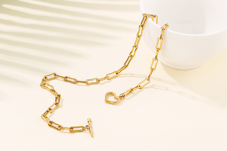 European and American stainless steel paper clip chain OT buckle heart-shaped bracelet necklace jewe