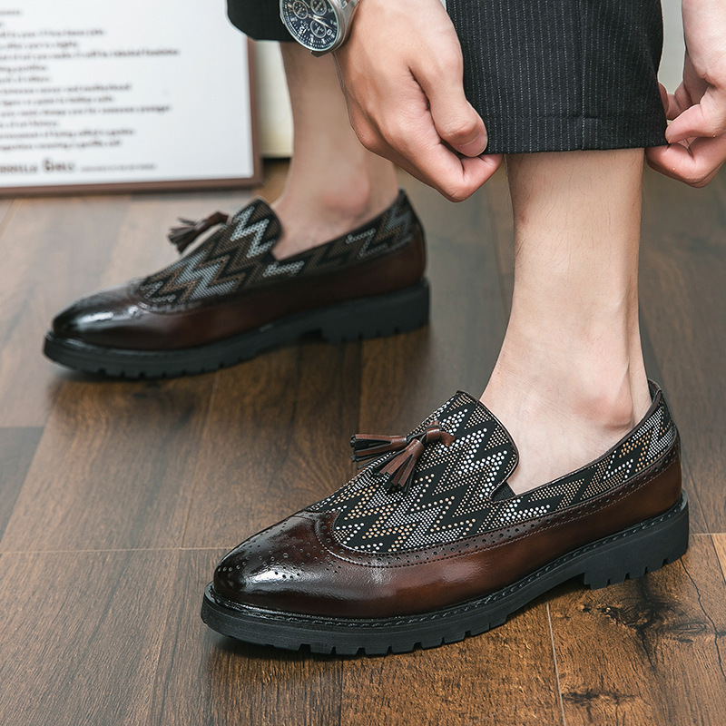 Cross-border hombre casual bajo bloque tallado punta pequeña zapatos de cuero de tamaño 46 británicos zapatos de pedal Lefour image 3
