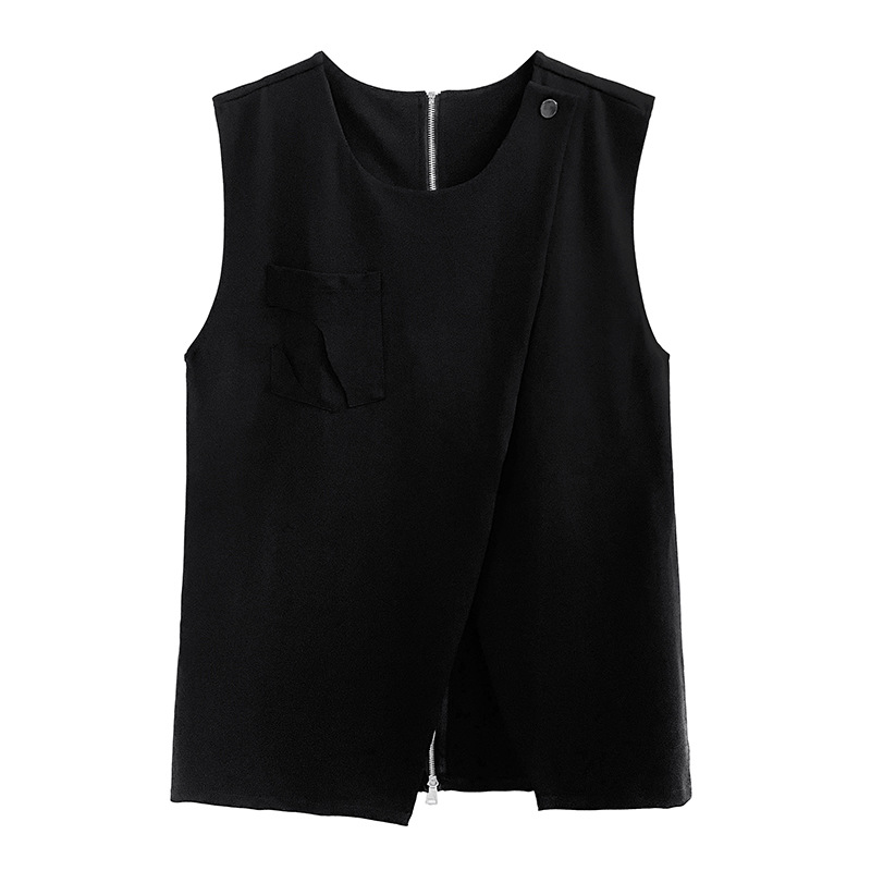 Yamamoto estilo oscuro volver cremallera chaleco para las mujeres primavera y otoño flojo adelgazamiento nicho diseño temperamento exterior abrigo image 6