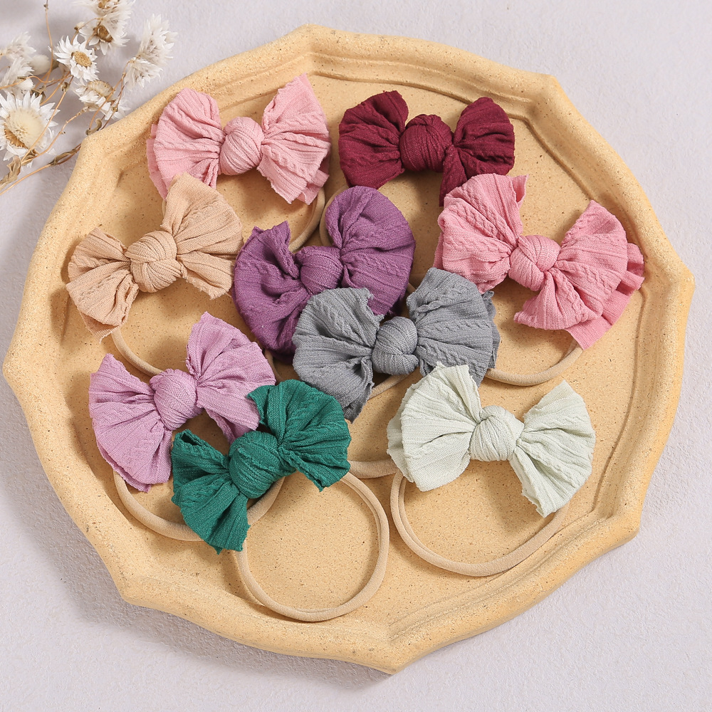 Faixa de cabelo para bebé em nylon com laço jacquard_voghion.com