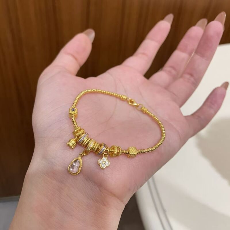 新中式葫芦盘缠手链女小众精致时尚高颜值铃兰花吊坠算盘珠手串|undefined