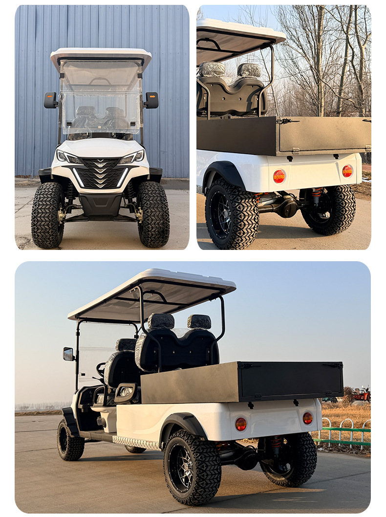 Golf Cart with Cargo Bed, 4-Wheel Electric 4-Seater Beach Car