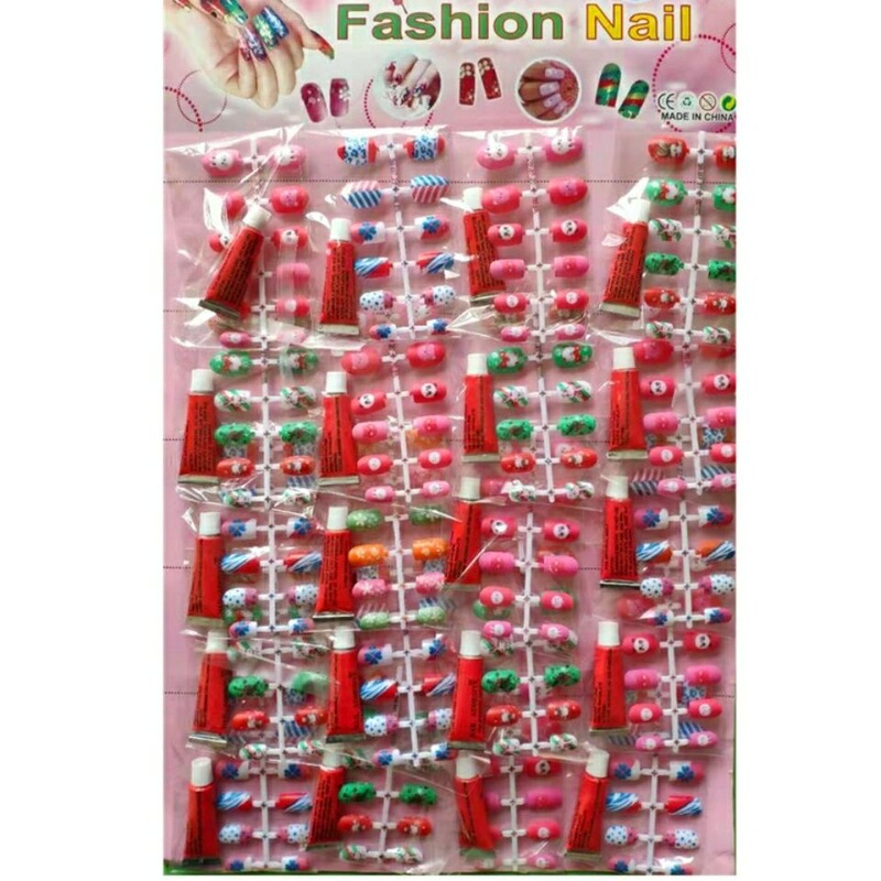 [Pack of 20] Children's Nail Stickers, Non-Toxic Fake Nails, Kidsren's Nail Art Pieces, Various Styles, Girls' Jewelry Toys