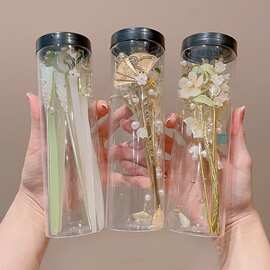 古风流苏花朵发簪女新中式高级感发饰汉服头饰发钗子步摇盘发簪子