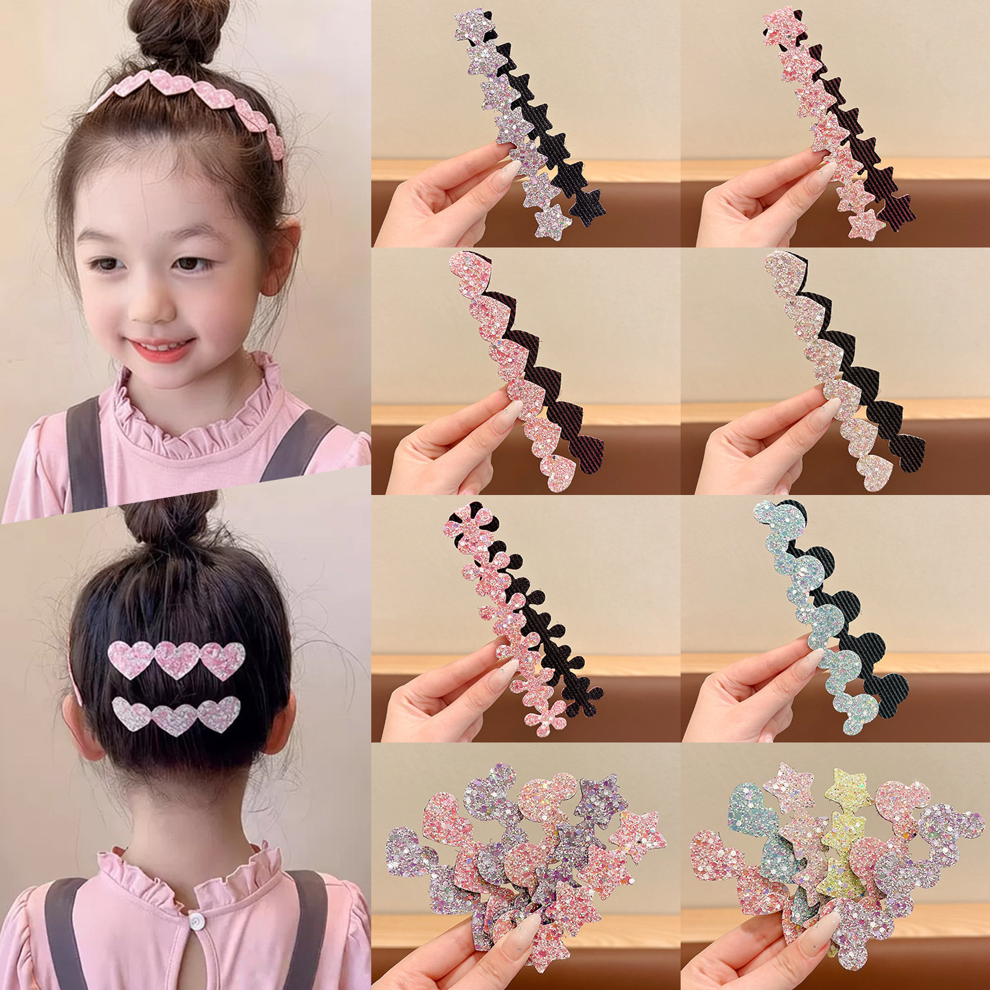 Children's Magic Tape Hairband Headwear, Cute Baby Bangs Sticker, Hair Accessory for the Back of the Head, Little Girl Hair Ornament