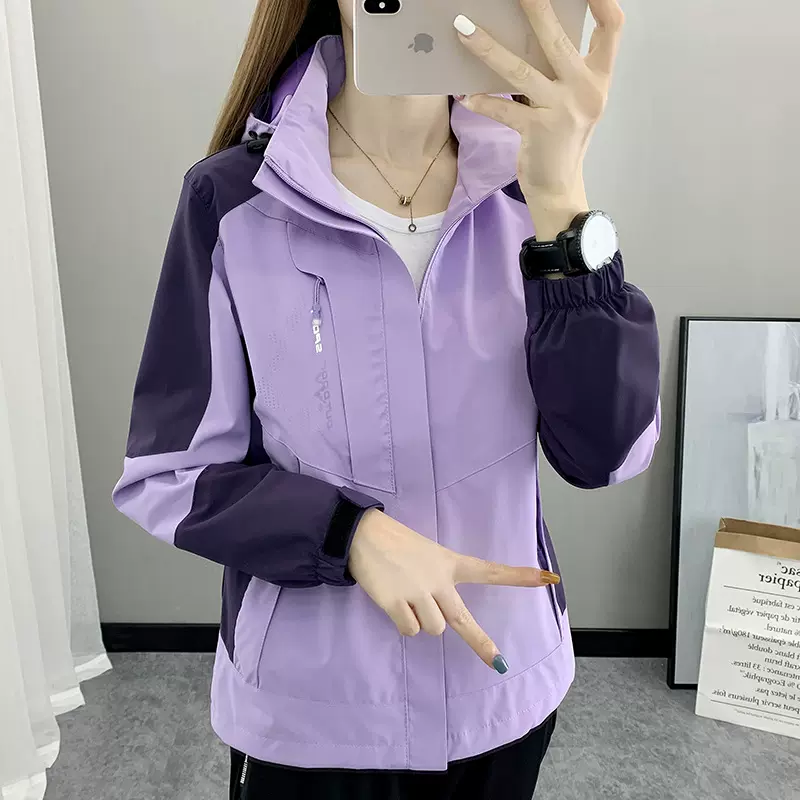 2025春秋新款冲锋衣女可拆卸单层防风防水户外登山服情侣潮牌外套