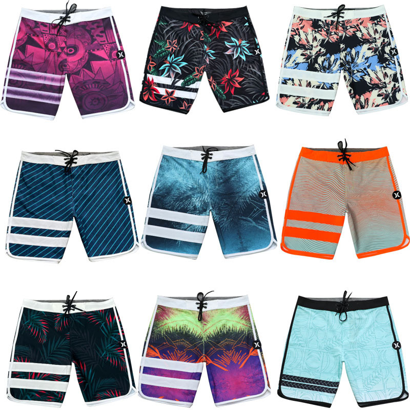 Foreign trade original order Hurley Hot Selling Men's Swimming Trunks Beach Pants Casual Stretch Quick Dry plus size Five-point Waterproof Surfing