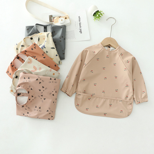 Foreign trade children's waterproof reverse dressing bib baby eating bib super soft waterproof baby rice pocket anti-dirty feeding rice pocket
