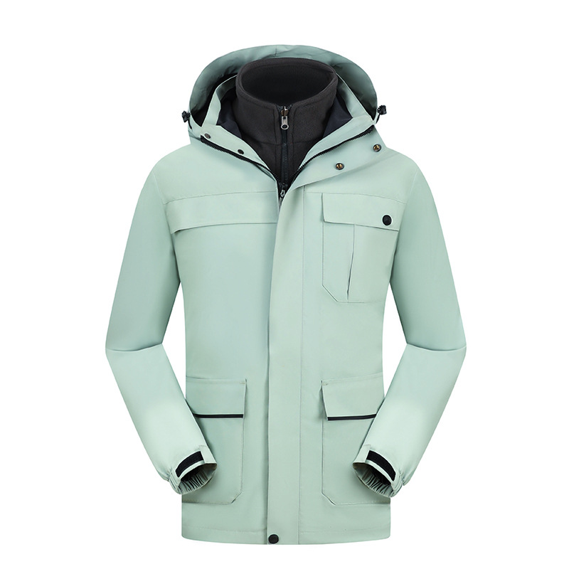 Grupo de invierno Enterprise overol capa de impresión forrada de lana engrosada a prueba de frío tres en uno chaqueta personalizada logotipo impreso