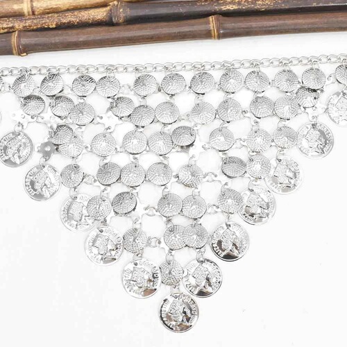 Cross-border new tassel waist ornaments irregular coin alloy sexy waist chain belly dance clothing accessories wholesale