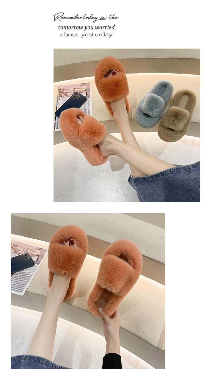 Women's Basic Solid Color Round Toe Plush Slippers display picture 4