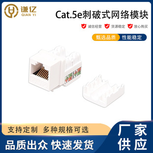 Cat.5e pierced network panel straight-through head non-screen RJ45 wire-free super five-class network cable straight-through module
