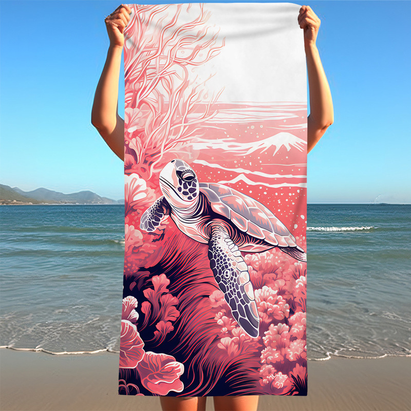 Microfiber Quick-drying Marine Animal Turtle Digital Printing Beach Towel Cross-border Seaside Sweat Wipe Bath Towel