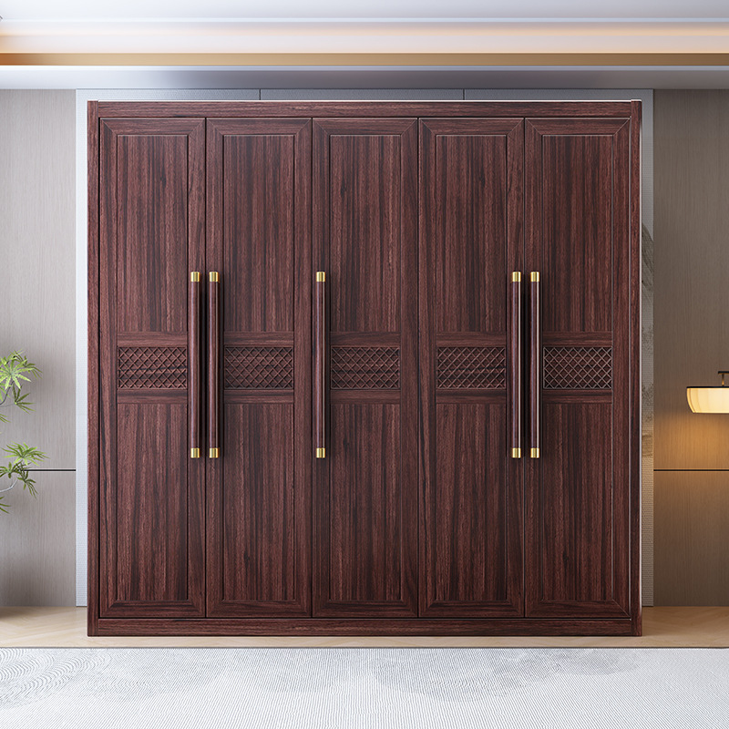 Nuevo armario de madera de ébano de estilo chino, moderno y simple, hogar, apartamento grande y pequeño, armario del dormitorio principal de almacenamiento y almacenamiento