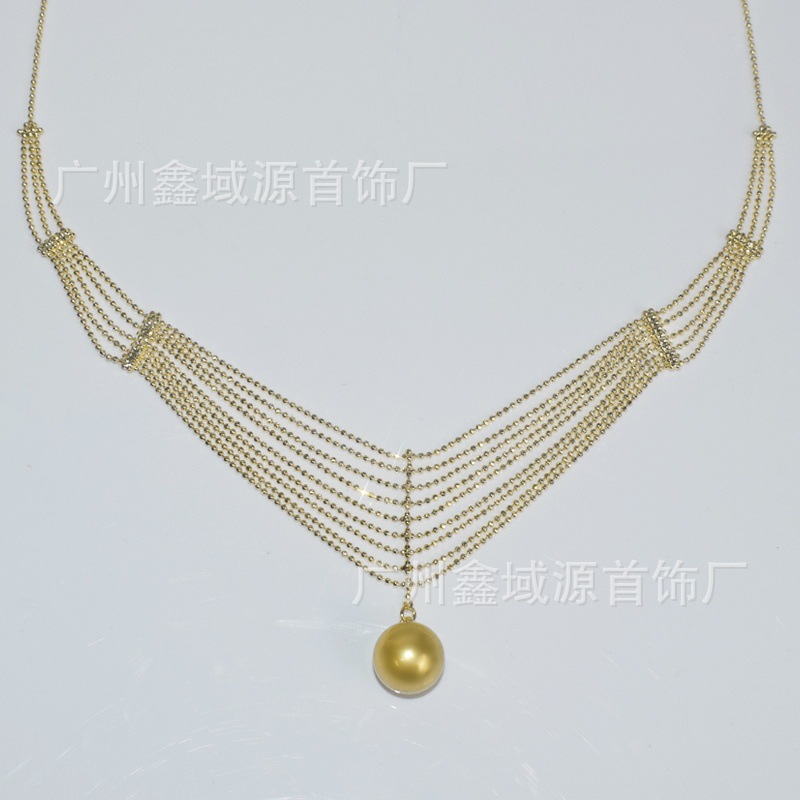 Collar de encaje, collar de perlas, collar de encaje clásico, cuentas de concha, colgante de nácar, suministro de transmisión en vivo femenino al por mayor