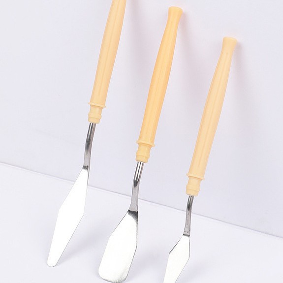 Cuchillo de pintura al óleo especial de arte, polvo de agua, pigmento de acrílico, cuchillo de selección de cuchillo de madera de acero inoxidable, cuchillo de toner de punta plana