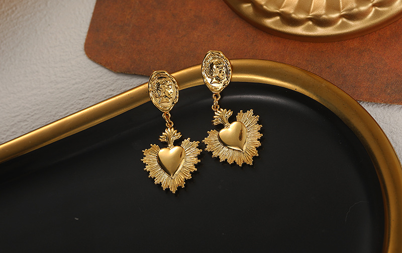 Fashion Heart Shape Copper Plating Drop Earrings 1 Pair