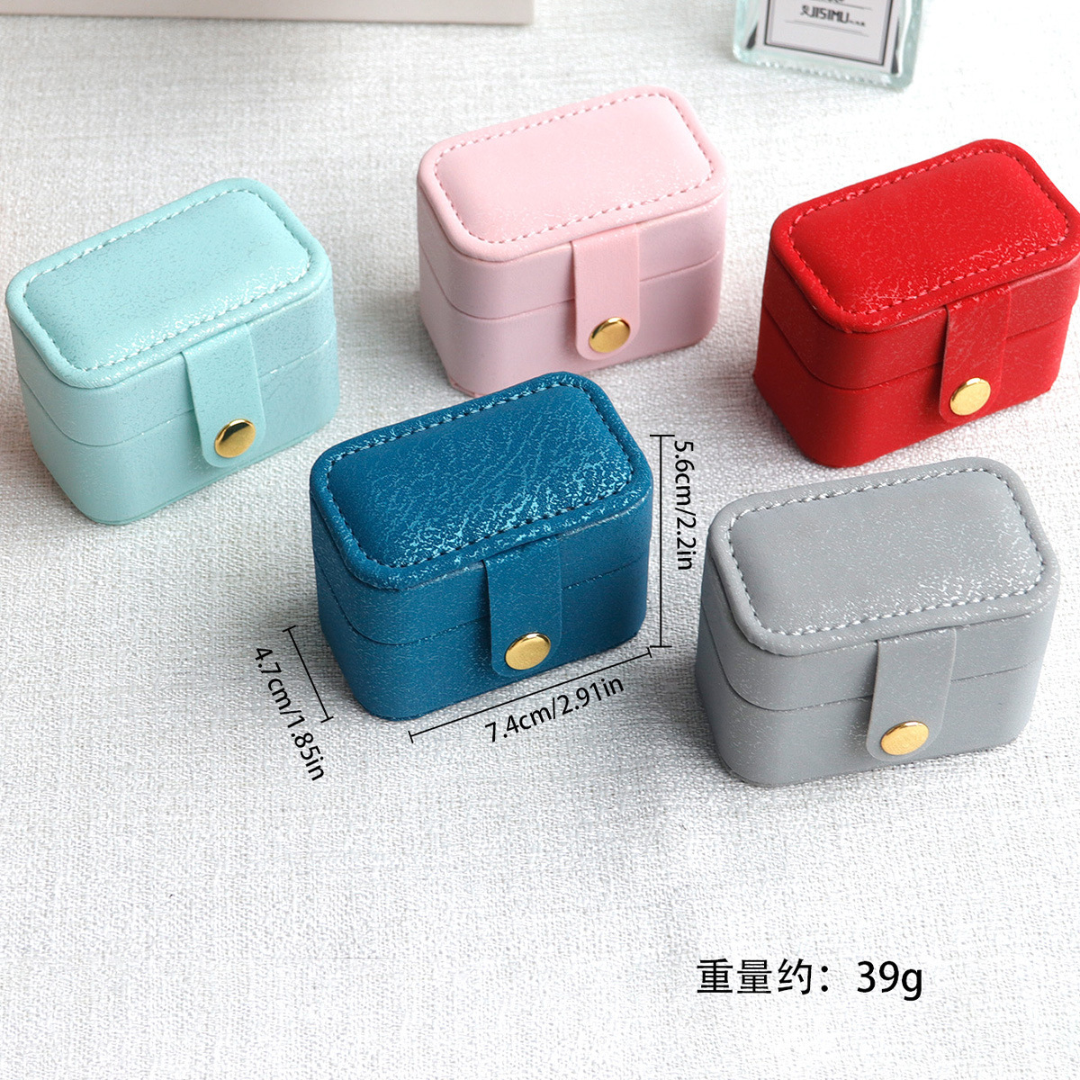 Caja de joyería de lujo ligera de comercio exterior viajes portátiles caja de anillo con cremallera estilo de bolsillo joyería caja de almacenamiento