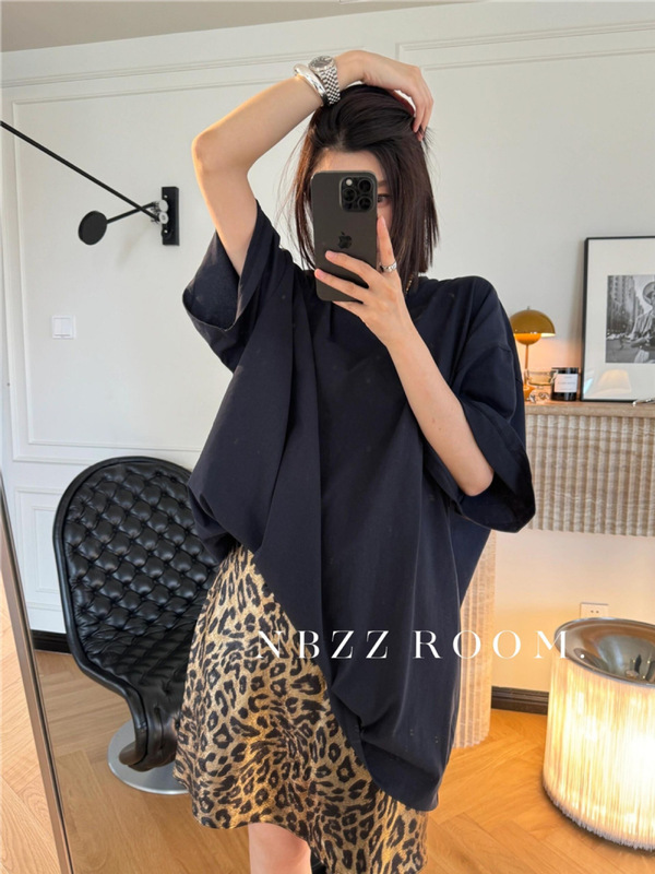 2025 Summer/Lazy Loose Large Short-sleeved T-shirt Women's Simple Solid Color Snowflake Linen Lazy Style Profile Casual Top