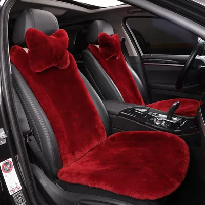 Wool pad – Seat Cushion Real Wool Fur - 1-single-pad-wine-red