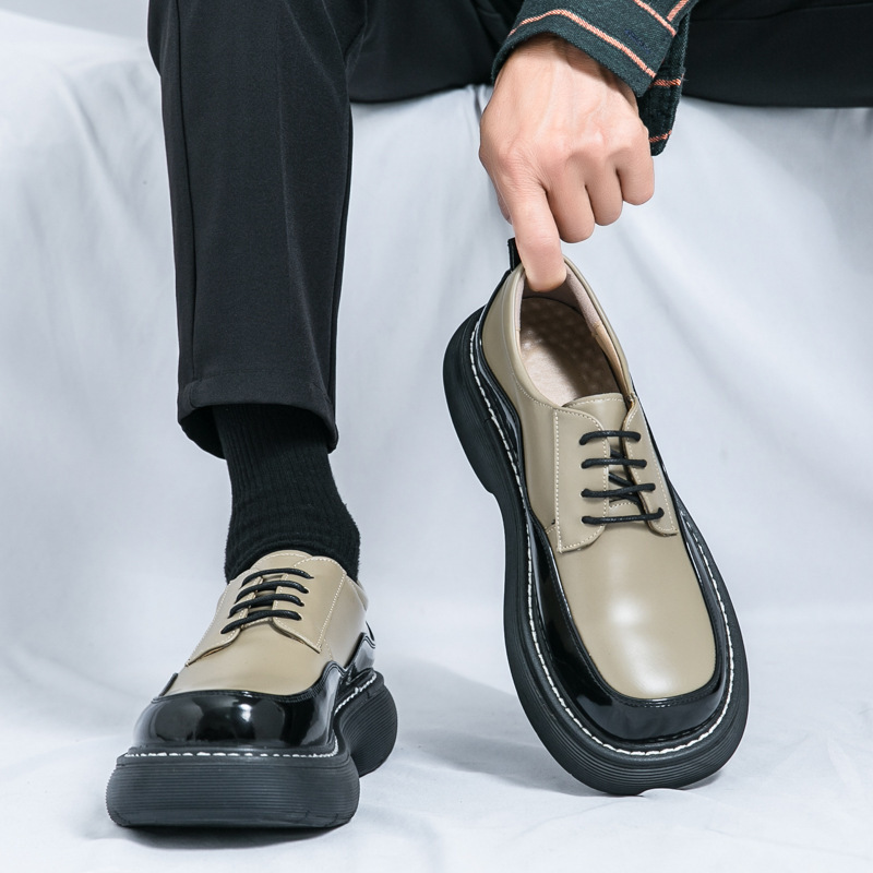 Cross-border cheap plus size men's British style big head leather shoes men's 2024 spring and autumn new Korean style multi-cake thick-soled leather shoes Cross-border cheap plus size men's British style big head leather shoes men's 2024 spring and autumn new Korean style multi-cake thick-soled leather shoes