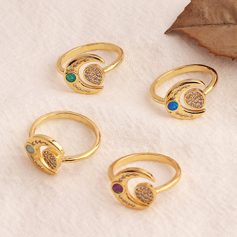 Sweet Star Copper Gold Plated Rhinestones Open Ring 1 Piece