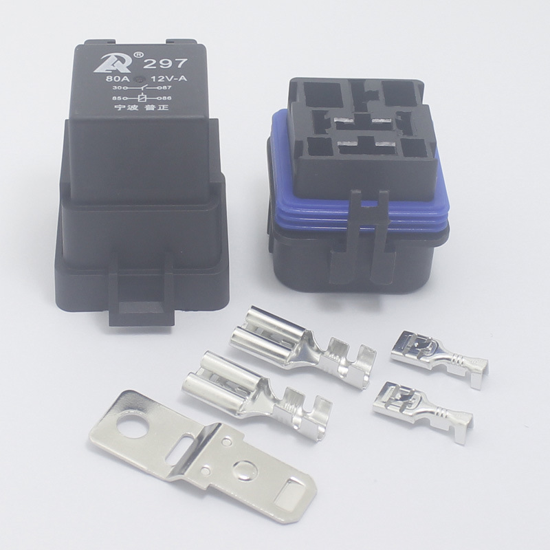 普正80A防水一体化继电器12V24V4P5P大电流直流防尘密封