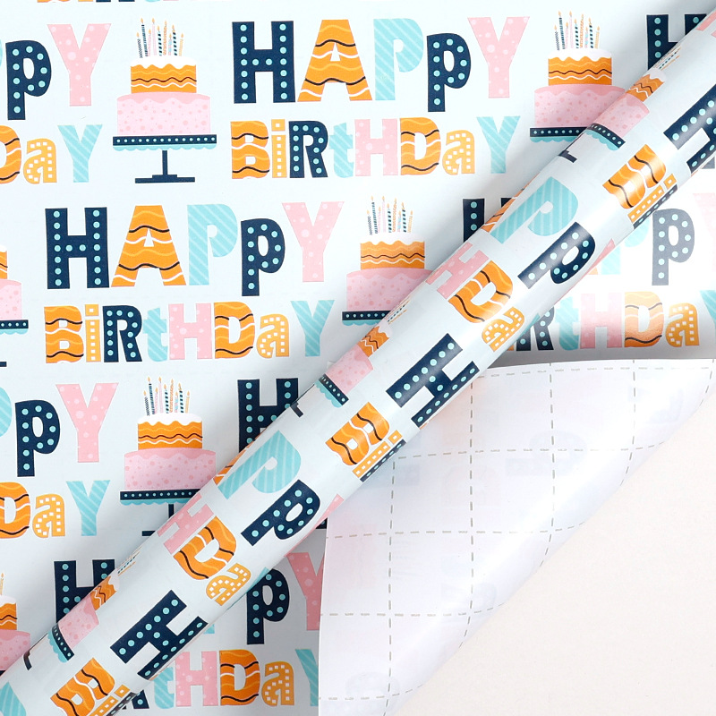 Amazon venta caliente dibujos animados Feliz cumpleaños enrollamiento de regalos de papel de embalaje set globos para niños regalos patrón al por mayor