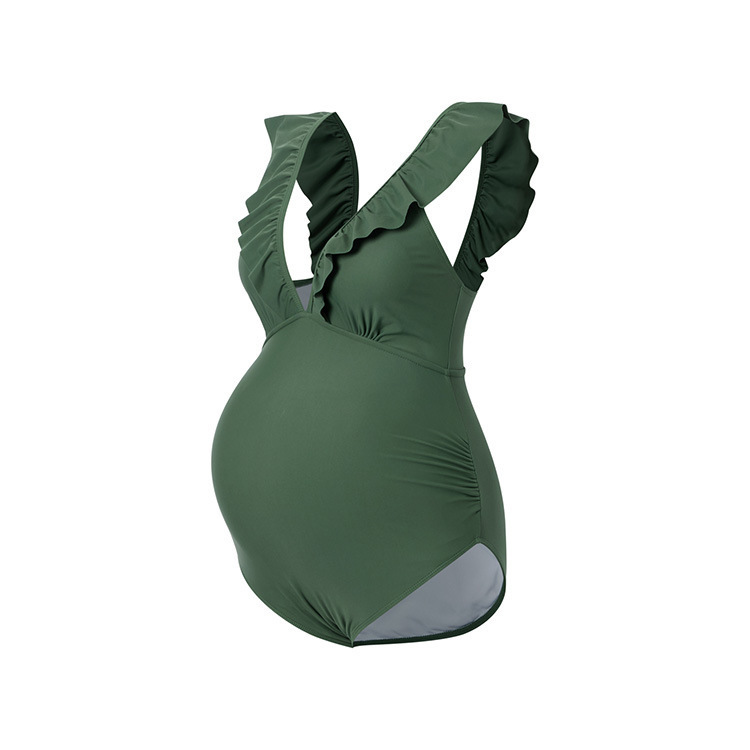 European and American Foreign trade item Amazon solid color bikini sexy maternity dress side one-piece swimsuit in stock