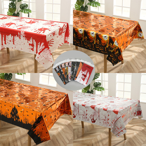 Small Halloween theme party PE tablecloth dessert table decoration disposable tablecloth plastic rectangular tablecloth