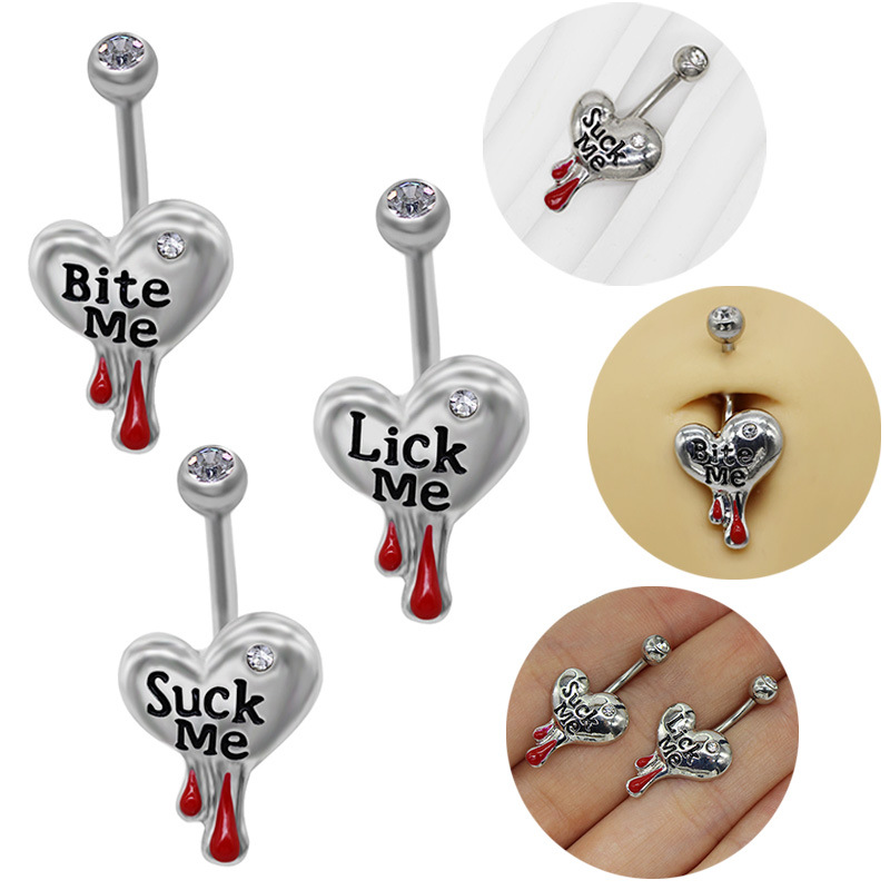 Heart Letter Belly Button Ring Piercing Jewelry For Women_voghion.com
