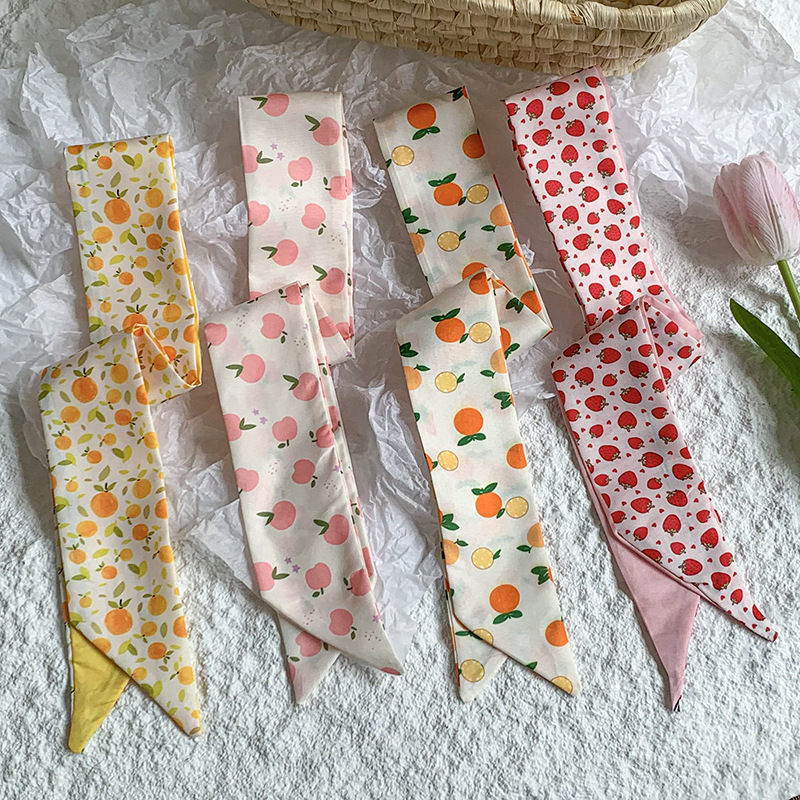 Bufanda de seda, banda larga, sensación de alta calidad, nuevo estilo, cuello, bufanda pequeña, serie de frutas, pañuelo para el cabello, cinta para el cabello