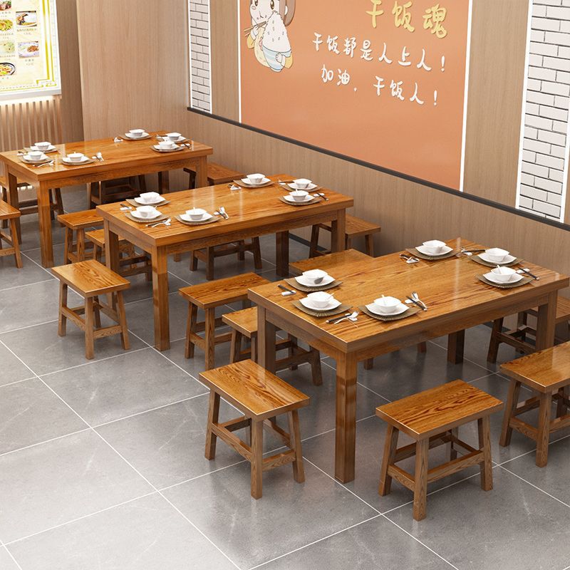 面馆桌椅饭店小吃店餐桌椅餐桌组合实木餐馆食堂桌子餐厅烧烤碳化|undefined