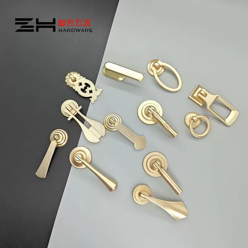 锌合金拉手简约高奢中式单孔金色铜色抽屉橱柜床头柜门吊环暗扣