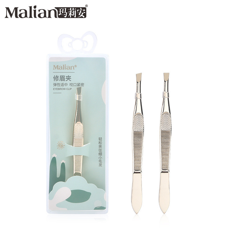 Marianne Precision Stainless Steel Gold Eyebrow Clip Single Oblique Eyebrow Clip Eyebrow Trimmer Hair Remover Beard Clip Tweezers C1