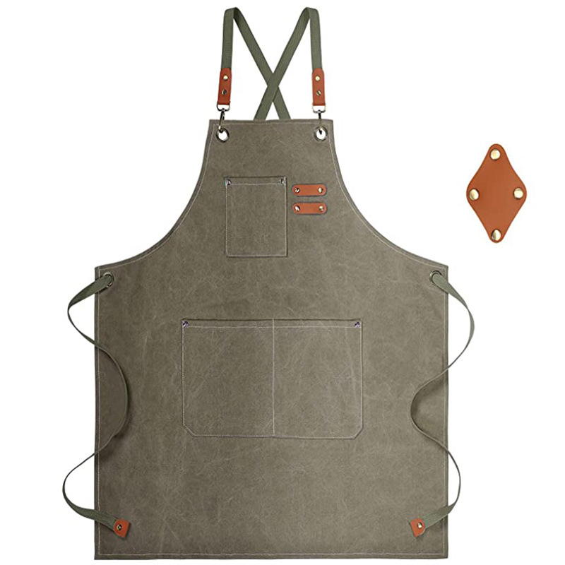 Amazon transfronterizo de lona gruesa delantal leche tienda de té cafetería Barber ropa de trabajo restaurante delantal de cocina al por mayor