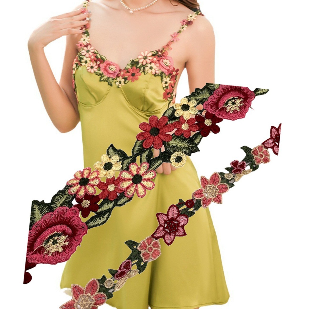 玫瑰小花水溶花邊系列彩色刺繡花邊條碼服飾內衣花邊服裝輔料女裝