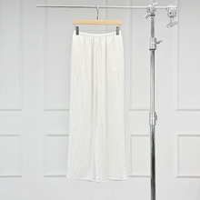 工厂直供 | P011 莱赛尔天丝亚麻松紧腰直筒阔腿百搭白色休闲裤女