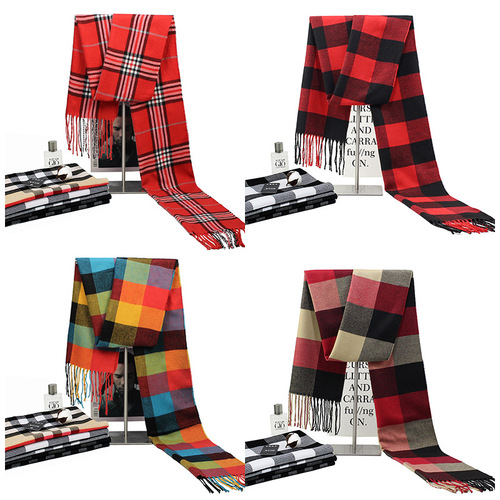 New Autumn/Winter Cashmere Faux Student Men's Business Casual Fleece Thick British Check Scarf Long Men's Scarf