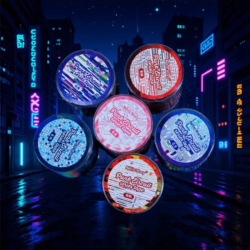 跨境亚马逊朋克胶带PET烫金创意diy特油手帐打底装饰循环手账胶带