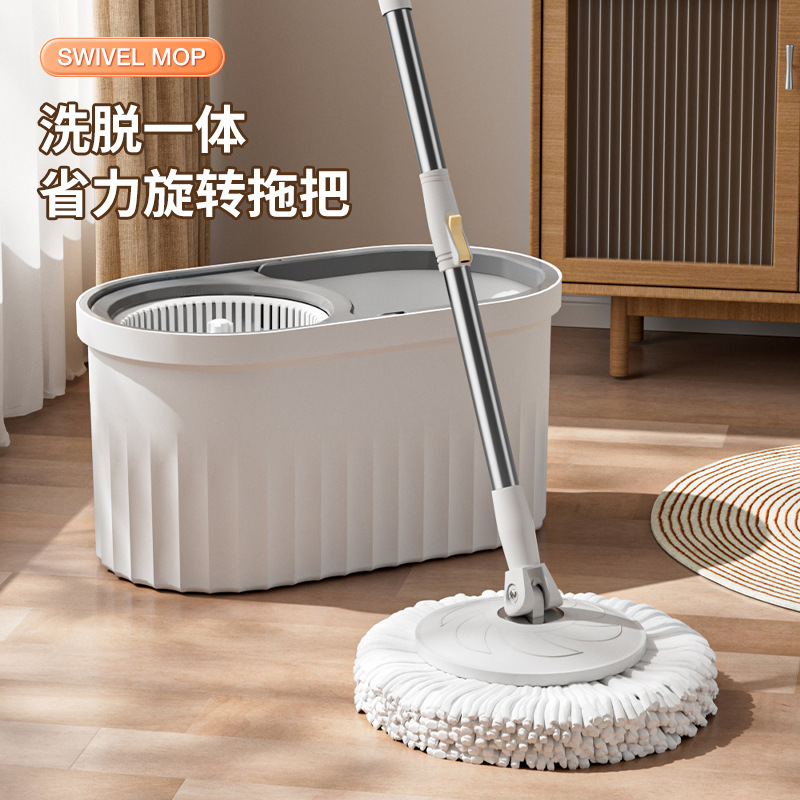 New Thickened Mop Bucket with Rotating Handle, Hands-Free Floor Mop for Home Use, One-Step Cleaning Lazy Spin Dryer, Available for Dropshipping